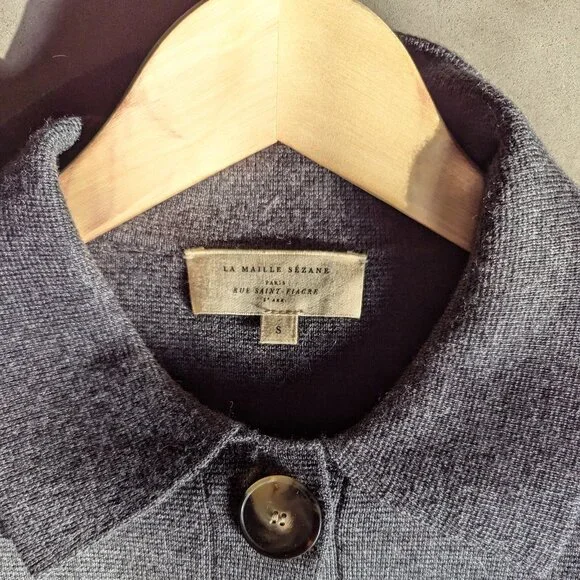 Sézane Betty Cardigan | Charcoal Grey | S - Picture 3 of 15